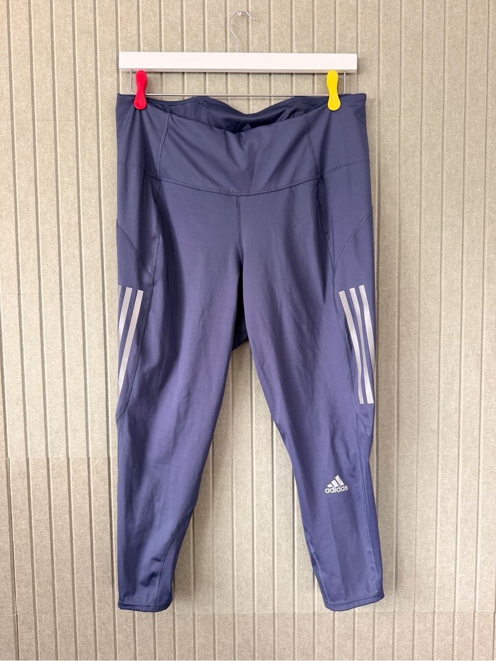 adidas Navy Leggings with Reflective 3-Stripes